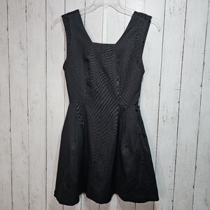 ZARA BASIC Women's Black Fit Flare Cotton Poly Stretch Dress Size Small Textured